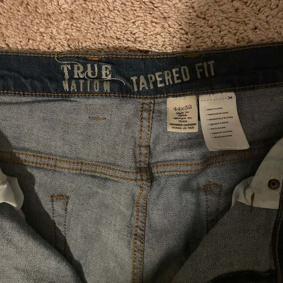 True Nation Other - True Nation Men's Tapered Fit Jeans, Blue Denim, Size 44x32